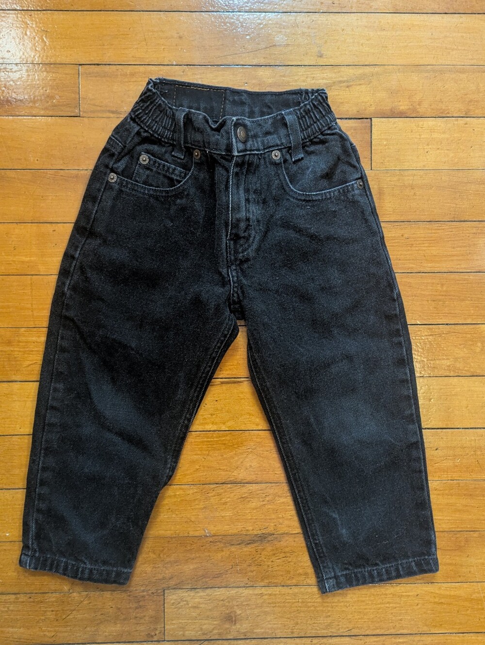 Vintage Kids 4T Orange Tab Little Levis 566 Relaxed Fit Loose Black 90s 1997